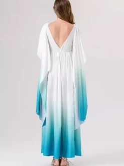 Costumes Grecs Robe Élégante Bleu Ciel Clair Ensemble Ombré Déguisement Carnaval