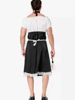 Costumes Halloween Bonne Blanc Drôle Robe Tablier Tunique Vacances Costumes