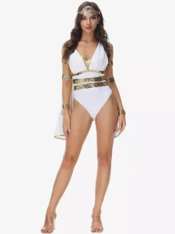 Costumes Halloween Grecs Combinaison Sexy Pour Femmes Blanches Costumes De Vacances
