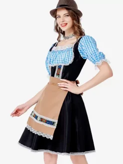 Costumes Marchandises de vacances Costumes de vacances Halloween Style européen Plaid Noir Fibre de polyester