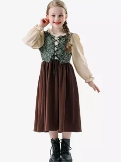 Costumes Oktoberfest Fête de la bière Enfants Ensemble Marron Robe Déguisement