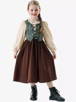 Costumes Oktoberfest Fête de la bière Enfants Ensemble Marron Robe Déguisement