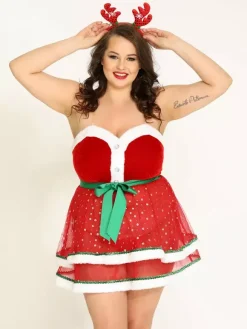 Costumes 3 pièces pour ensembles de robe de Noël avec culotte