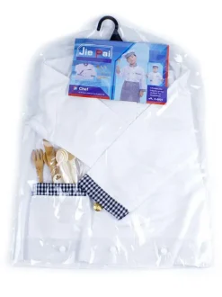 Costumes pour enfants Chef Cosplay chapeau blanc vêtements tablier ensemble 3 pièces Costume d'halloween en polyester
