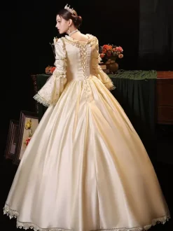 Costumes Rétro Champagne Robe Vintage Costume Marie Antoinette Femme Robe De Bal Mascarade Rétro Robe De Soirée Médiévale