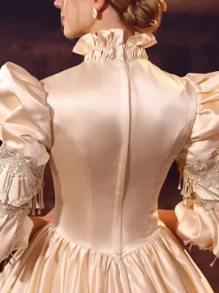 Costumes rétro champagne Robe en polyester Robe de bal de soirée pour femmes de style européen Marie Antoinette