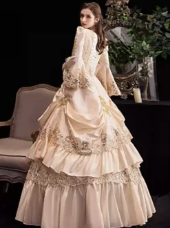 Costumes rétro Champagne à volants pour femmes Costume Marie-Antoinette robe en Polyester Costume Renaissance 18ème siècle
