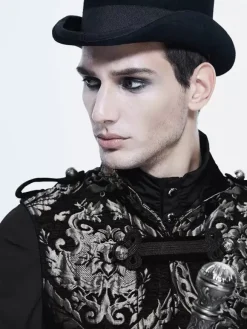 Costumes rétro de gilet de polyester sans manches gothique vintage noir pour homme