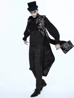 Costumes rétro de gilet de polyester sans manches gothique vintage noir pour homme