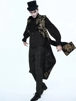 Costumes rétro de gilet de polyester sans manches gothique vintage noir pour homme