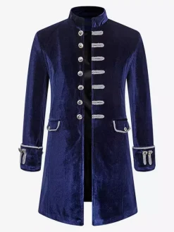 Costumes rétro à manches longues en jacquard en polyester vintage rouge pour homme Bourgogne