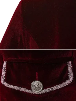 Costumes rétro à manches longues en jacquard en polyester vintage rouge pour homme Bourgogne