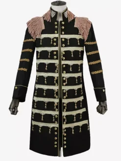 Costumes rétro à manches longues en polyester élégant haut vintage noir pour homme Bourgogne