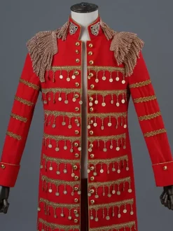 Costumes rétro à manches longues en polyester élégant haut vintage noir pour homme Bourgogne
