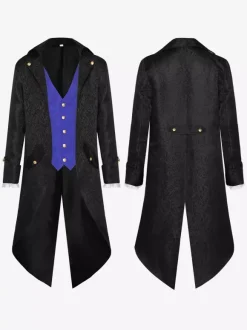 Costumes rétro à manches longues en jacquard de polyester occidental vintage bordeaux pour homme Bourgogne