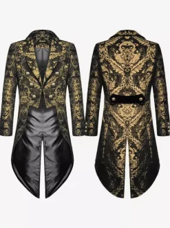 Costumes rétro à manches longues en polyester rétro vintage noir pour homme