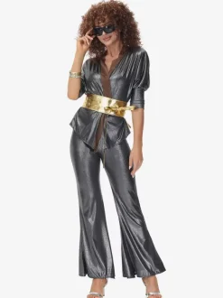 Costumes Rétro Noirs Femmes Ensemble Costume Vintage 1970s Déguisement