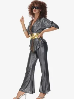 Costumes Rétro Noirs Femmes Ensemble Costume Vintage 1970s Déguisement