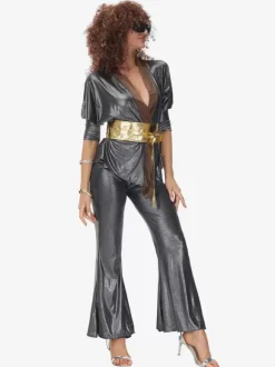 Costumes Rétro Noirs Femmes Ensemble Costume Vintage 1970s Déguisement