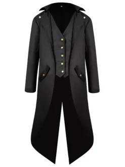 Costumes Rétro Opéra Homme Haut Bas Manteau Bouton Up Tuxedo Vintage Déguisements Halloween Bourgogne