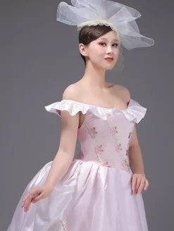 Costumes rétro rose clair chapeau à fleurs en Polyester pour femmes Costume occidental Marie-Antoinette vêtements Vintage