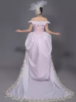Costumes rétro rose clair chapeau à fleurs en Polyester pour femmes Costume occidental Marie-Antoinette vêtements Vintage