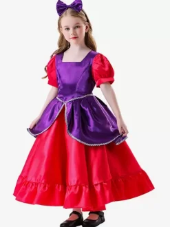 Costumes Rétro Rose Robe Élégante Femme Déguisement Vintage Manches Courtes