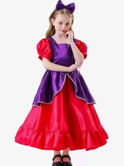 Costumes Rétro Rose Robe Élégante Femme Déguisement Vintage Manches Courtes