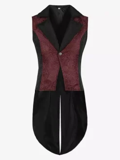 Costumes rétro sans manches en polyester vintage bordeaux pour homme Bourgogne