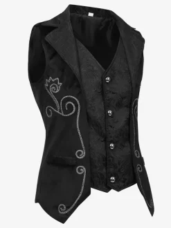 Costumes rétro sans manches en polyester vintage noir pour homme