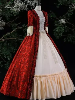 Costumes rétro violets à volants pour femmes Costume Marie-Antoinette robe en Polyester Style ROCOCO Costume du 18ème siècle Bourgogne