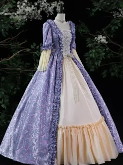 Costumes rétro violets à volants pour femmes Costume Marie-Antoinette robe en Polyester Style ROCOCO Costume du 18ème siècle Bourgogne