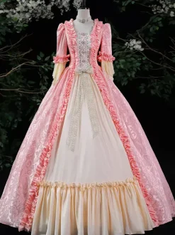 Costumes rétro violets à volants pour femmes Costume Marie-Antoinette robe en Polyester Style ROCOCO Costume du 18ème siècle Bourgogne