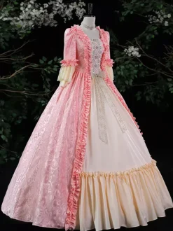 Costumes rétro violets à volants pour femmes Costume Marie-Antoinette robe en Polyester Style ROCOCO Costume du 18ème siècle Bourgogne