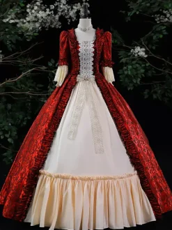 Costumes rétro violets à volants pour femmes Costume Marie-Antoinette robe en Polyester Style ROCOCO Costume du 18ème siècle Bourgogne