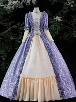 Costumes rétro violets à volants pour femmes Costume Marie-Antoinette robe en Polyester Style ROCOCO Costume du 18ème siècle Bourgogne