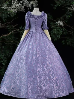 Costumes rétro violets à volants pour femmes Costume Marie-Antoinette robe en Polyester Style ROCOCO Costume du 18ème siècle Bourgogne