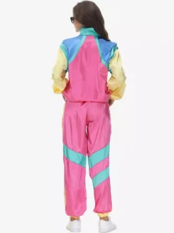 Costumes Vintage Rétro Roses Ensemble En Polyester Costume 1970s Ensemble Femme