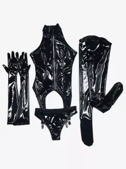 Costume Zentai Sexy Catsuit Polyester Blanc 4 Pièces