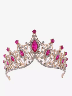 Couronne vintage dorée pour femme en alliage de cristal coiffe de reine et de princesse