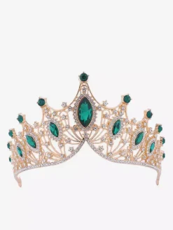 Couronne vintage dorée pour femme en alliage de cristal coiffe de reine et de princesse