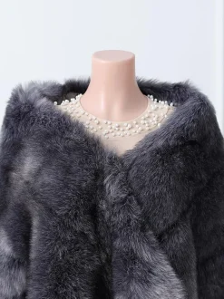 Couverture de mariée en fausse fourrure enveloppe de mariage noir et argent