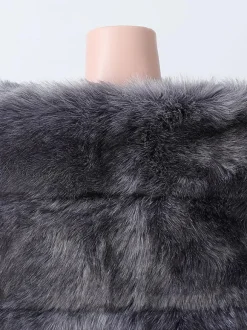 Couverture de mariée en fausse fourrure enveloppe de mariage noir et argent