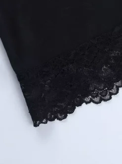 Crop top épaules dénudées à bordure en dentelle pour femme - Blouse slim à manches longues style années 2000 - Collection printemps streetwear 2026