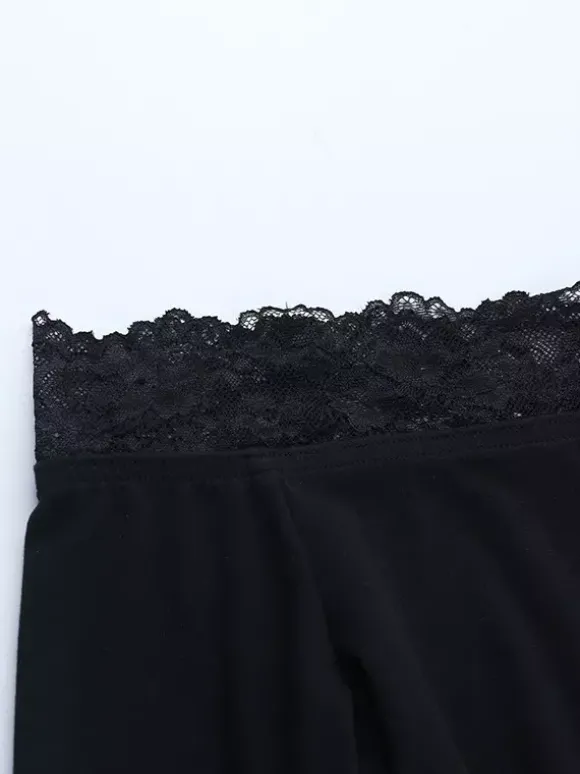 Crop top épaules dénudées à bordure en dentelle pour femme - Blouse slim à manches longues style années 2000 - Collection printemps streetwear 2026