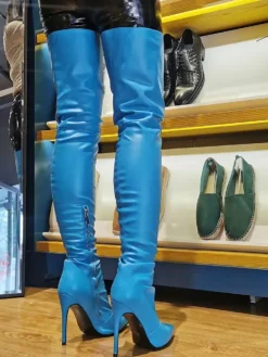 Cuissarde à Talons Hauts avec Plateforme avec Bout Pointu Unicolore