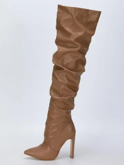 Cuissarde à Talons Hauts Femme avec Bout Pointu Verni Unicolore