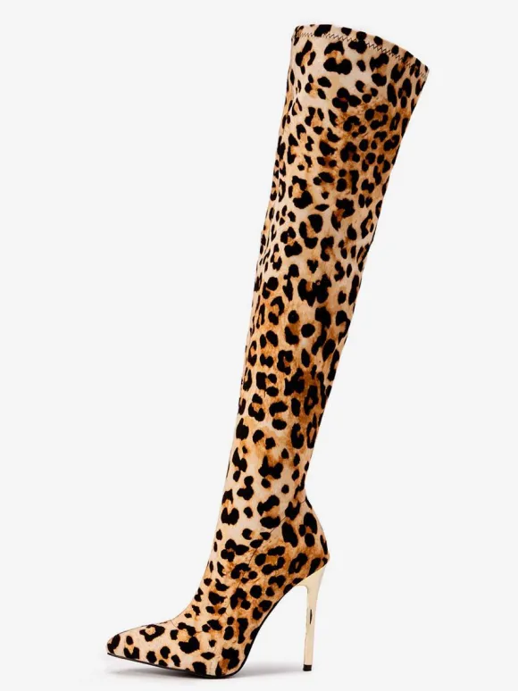 Cuissardes à Talons Hauts avec Bout Rond Bicolores