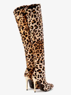 Cuissardes à Talons Hauts avec Bout Rond Bicolores
