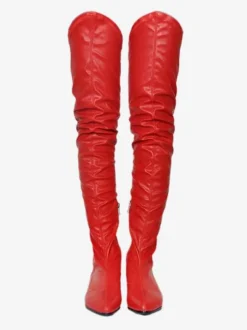 Cuissardes Bottes d'hiver pour femme à bout pointu et talon de chiot de couleur unie